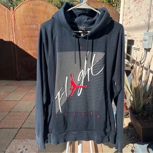 Air Jordan Flight Black Hooded Sweatshirt - Size Medium - Patches on Elb…